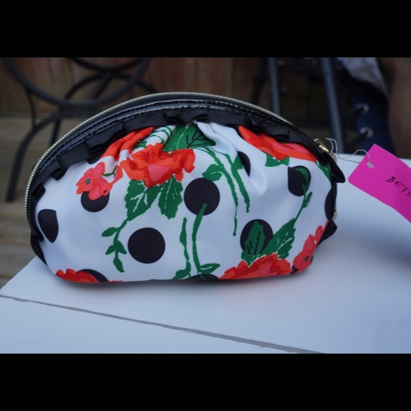 Betsey Johnson Polka Party Cosmetic Make-Up Bag - Picture 8 of 10